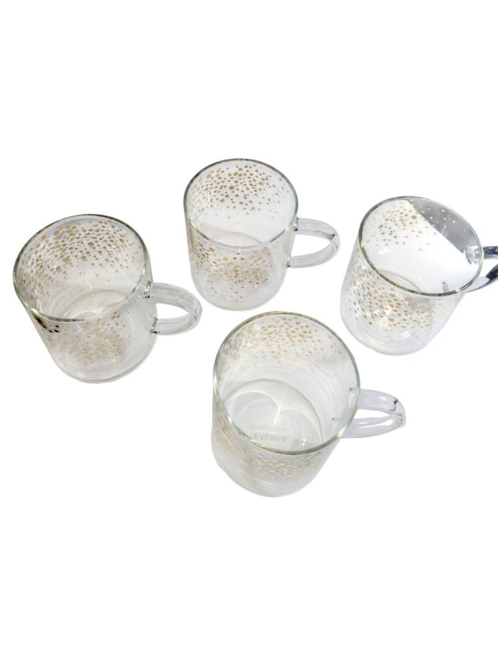 Teavana Starbucks 2015 Gold Confetti Clear Glass Coffee Tea Mug Set Of 4 - Picture 7 of 11